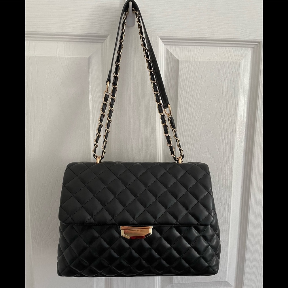Faux Leather Quilted Shoulder Bag